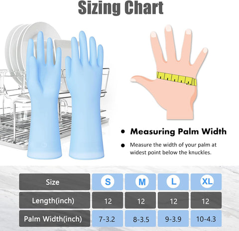 Image of Reusable Rubber Gloves 3 or 6 Pairs for Cleaning Rubber Dishwashing Gloves for Kitchen.