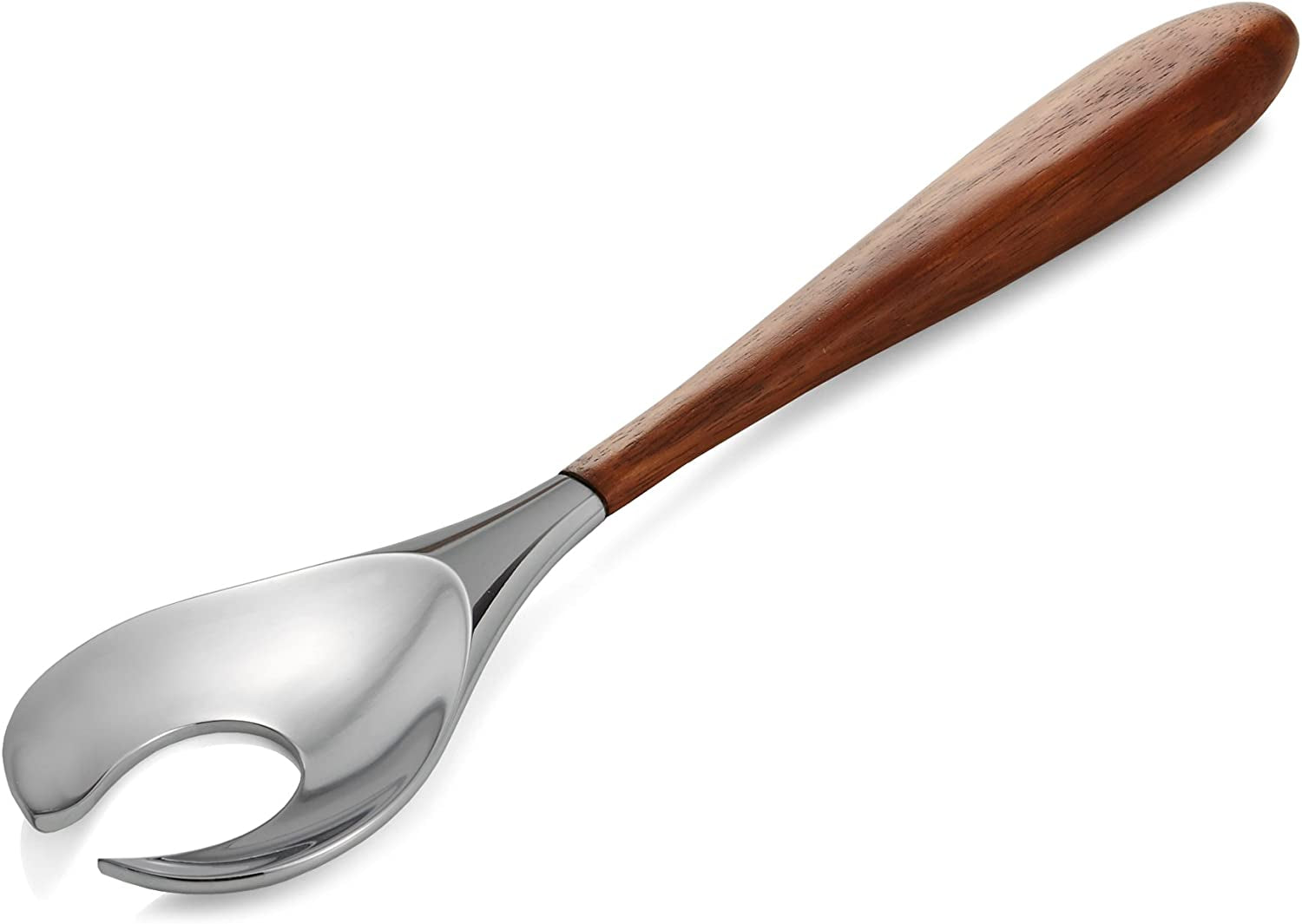 - Gourmet Collection - Curvo Serving Fork - Measures at 13" - Made with Acacia Wood and Stainless Steel - Designed by Steve Cozzolino