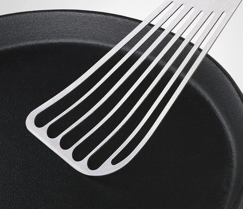 Image of 43068 Wood Handle Fish Spatula, 6.5" Blade, Silver