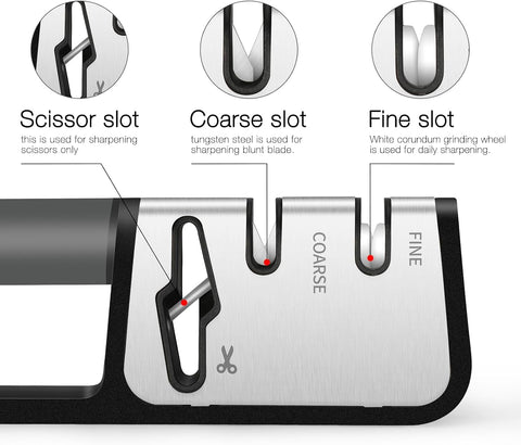 Image of Knife Sharpeners, 4 in 1 Professional Knife Sharpening Kitchen Blade and Scissors Sharpening Tool, Powerful Professional Chef'S Kitchen Knife Accessories, Manual Knife Sharpener