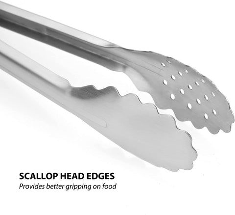 Image of Premium 304 Stainless Steel Barbecue Turners Set, Heavy Duty Cooking Kitchen BBQ Tongs, 10" and 12"