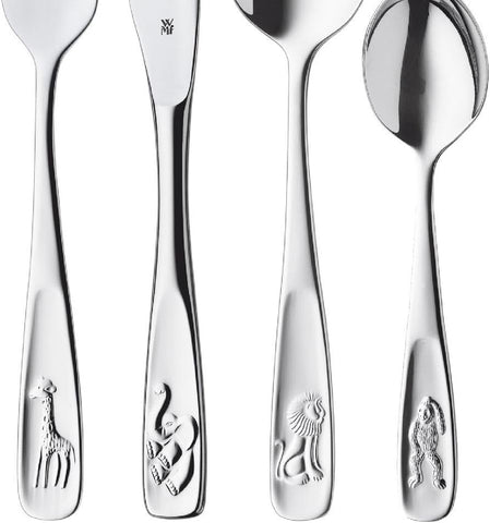 Image of Pignr Animals Children'S Cutlery, 4-Piece, from 3 Years, Cromargan Polished Stainless Steel, Dishwasher-Safe in a Gift Box with General Illustration, 4Pcs, Silver