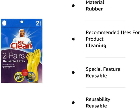 Image of Large Reusable Latex Gloves, 2 Color, 2 Pairs