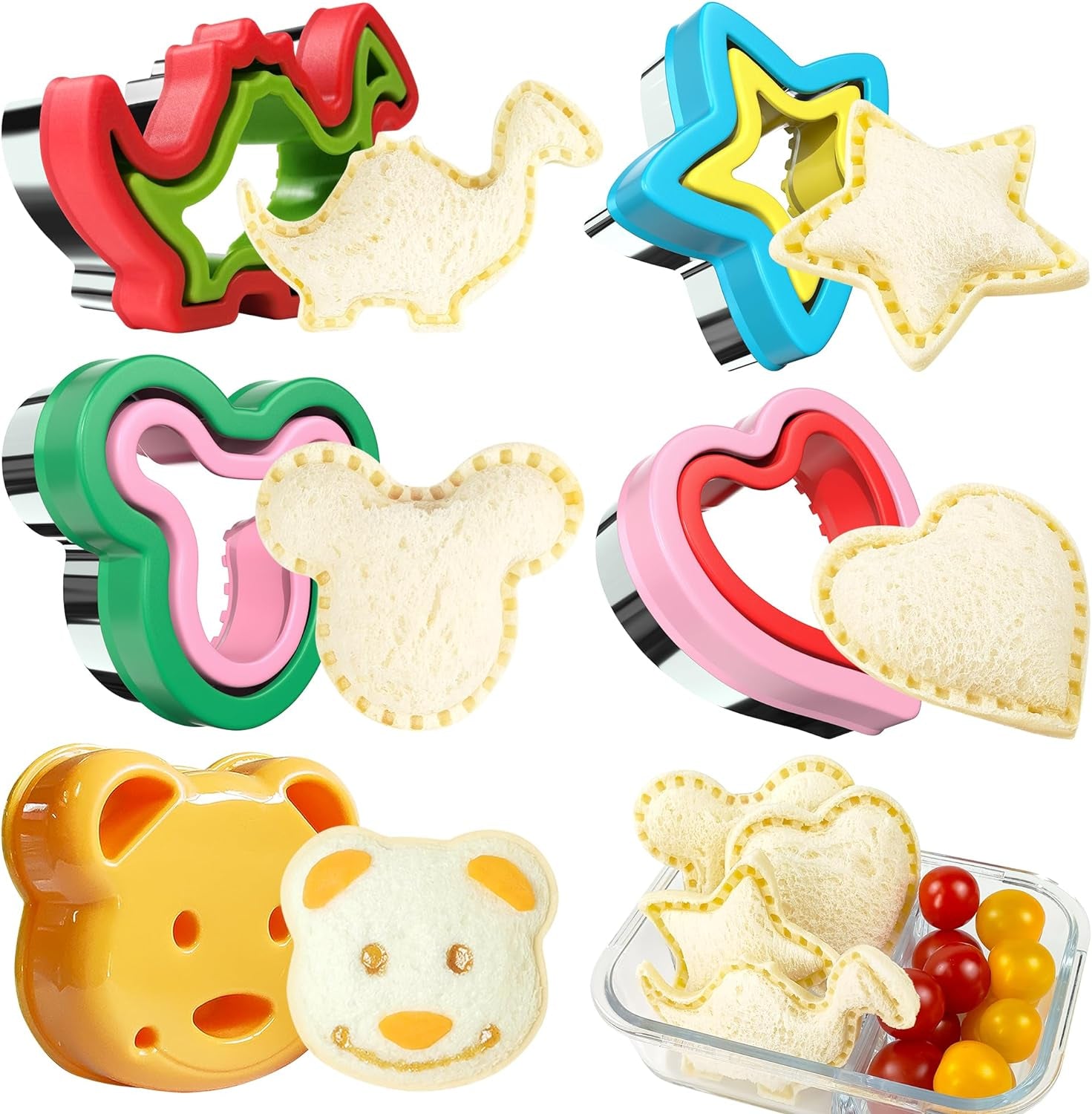 Sandwich Cutter and Sealer, Sandwich Cutter for Kids 5 PCS(BIG), Decruster Sandwich Maker, Great for Lunchbox and Bento Box - Boys and Girls Kids Lunch