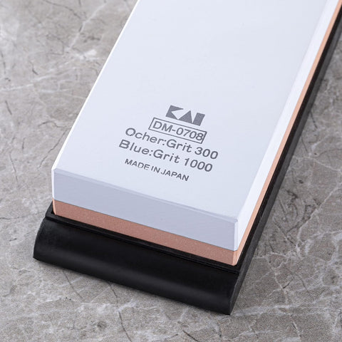Image of Combination Whetstone for Knife Sharpening, 300 and 1000 Grit, DM0708, 6", Light Gray