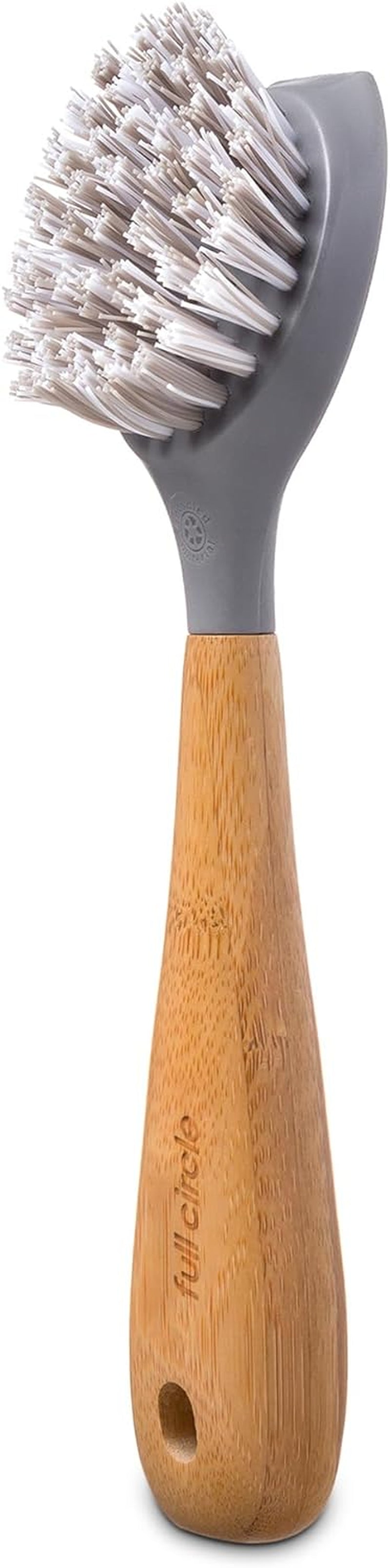 Tenacious C Cast Iron Brush and Scraper with Bamboo Handle – Skillet Scrubber with Tough Nylon Bristles, Grey, One Size, Gray