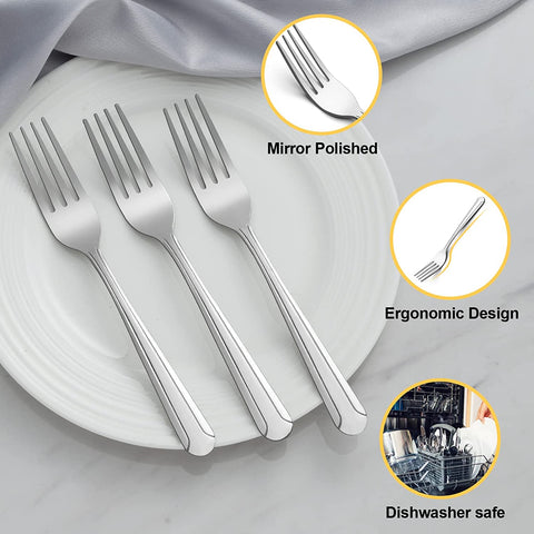 Image of 24 Pieces Dinner Forks Set, 8.2-Inch Stainless Steel Forks Silverware, Flatware/Salad Forks, Table Forks, Mirror Polished, Dishwasher Safe, Use for Home, Kitchen or Restaurant