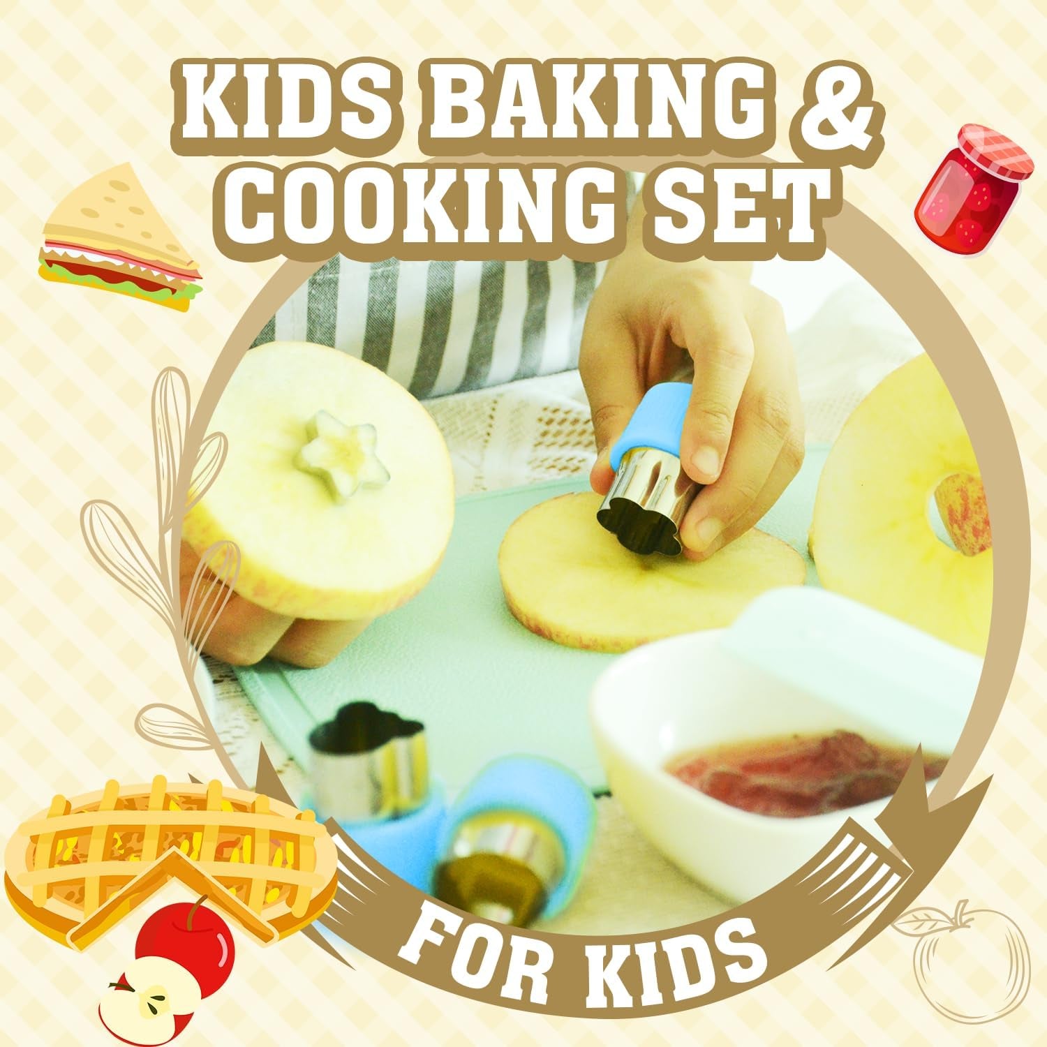 Joytown Kids Cooking and Baking Set with Storage Case – Real Cooking Supplies with Cookbook, Knives, Timer, Kids Baking Kit for Girls & Boys – Complete Utensils Accessories with Chef Apron & Hat