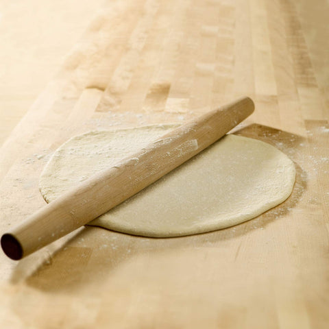 Image of French Rolling Pin (18 Inches) –Woodenroll Pin for Fondant, Pie Crust, Cookie, Pastry, Dough –Tapered Design & Smooth Construction - Essential Kitchen Utensil