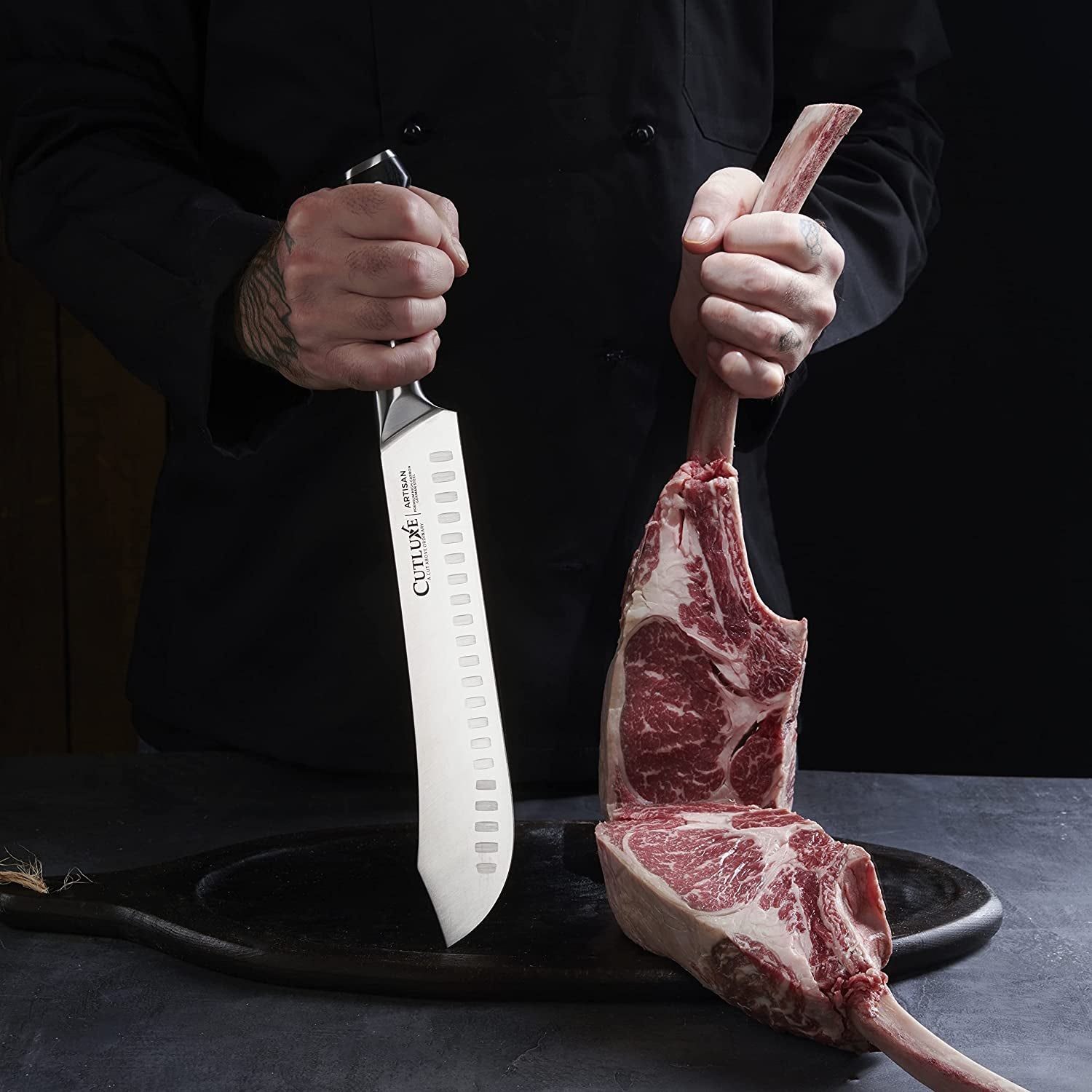 Butchers Knife Set – Cimeter and Bullnose Butcher Breaking Knives – Forged High Carbon German Steel – Full Tang & Razor Sharp – Ergonomic Handle Design – Artisan Series
