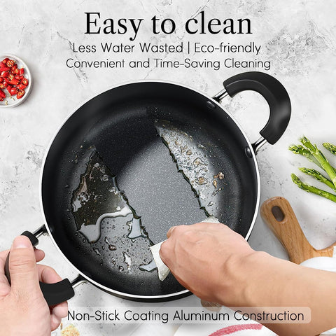 Image of Basics Pots and Pans Cooking, 15-Piece Nonstick Cookware Set, Black