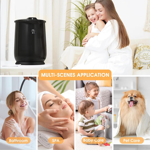 Image of Towel Warmer, Upgraded 20L Capacity Towel Warmers for Bathroom, Luxury Towel Warmer Bucket with Child Safety Lock for Blankets, Bathrobes, Pjs, and More (4 Timer Settings, Auto Shut Off, BLACK)