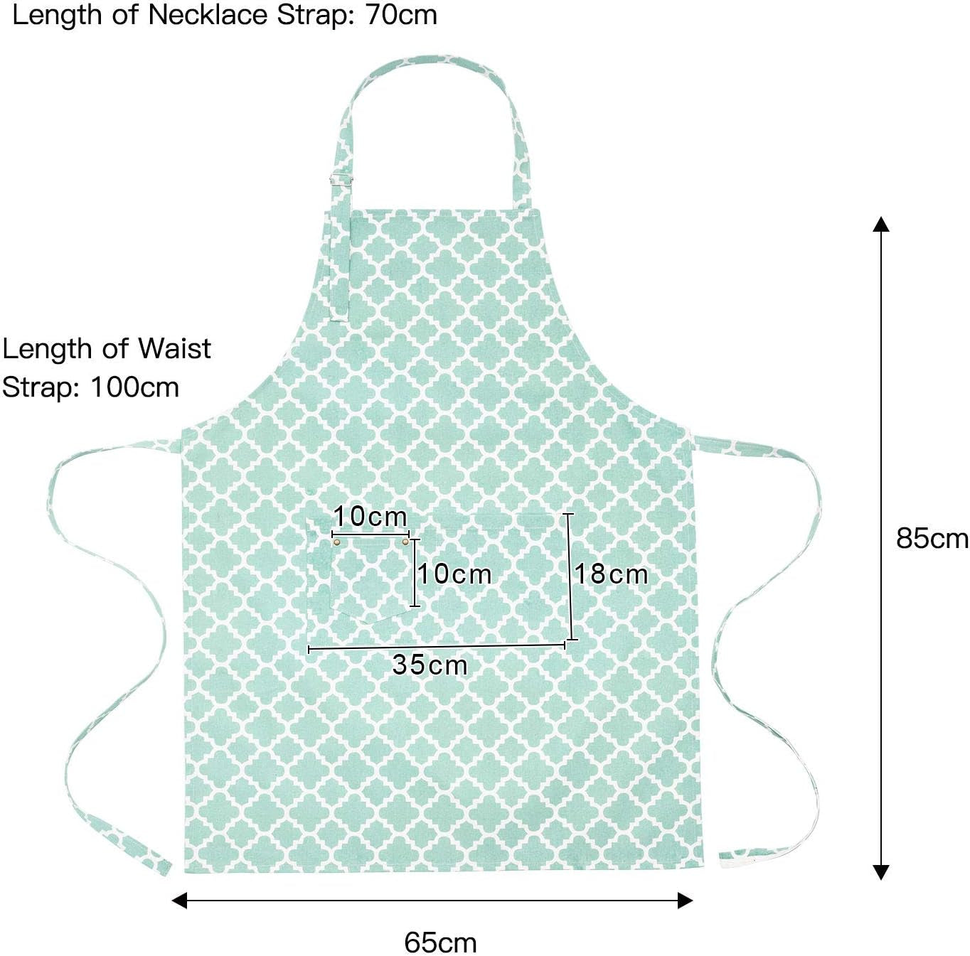 Kitchen Cooking Aprons with 3 Pockets for Men Women - Cotton Adjustable Professional Grade Chef Apron for Kitchen, BBQ & Grill (Grass Green)