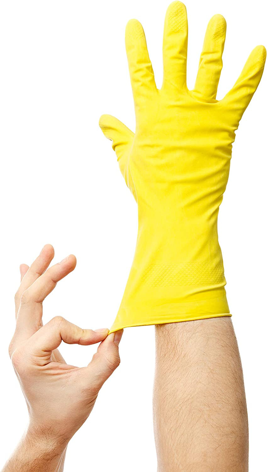 3 Pairs Yellow Cleaning Dish Gloves, Professional Natural Rubber Latex Gloves, Kitchen Dishwashing Gloves (3 Pairs)