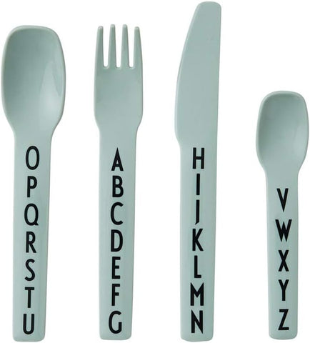 Image of Eat & Learn Toddler Fork, Knife & Spoon Set of 4 Design in Denmark | Tritan Kids Cutlery Utensil Set Drop Safe | Toddler Safe Flatware BPA/BPS Free, Dishwasher Safe Ideal for Home|Green