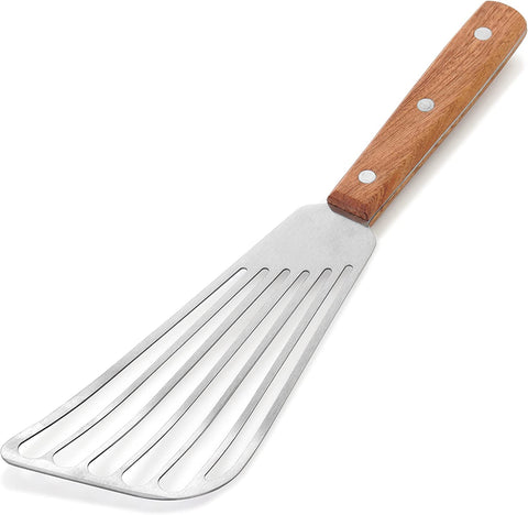 Image of 43068 Wood Handle Fish Spatula, 6.5" Blade, Silver