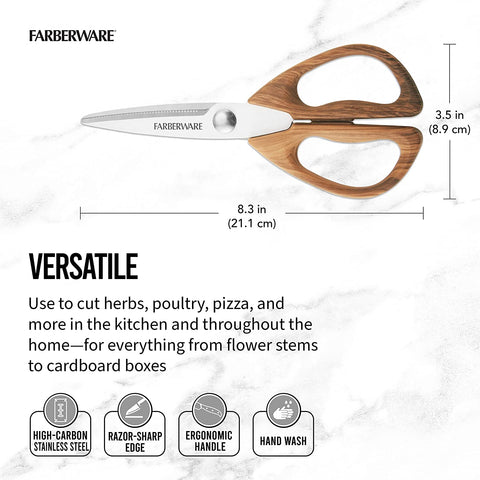 Image of 5221282 All Purpose Shear, Pecan Wood Handles 8.2 X 3.5 X 0.5 Inches