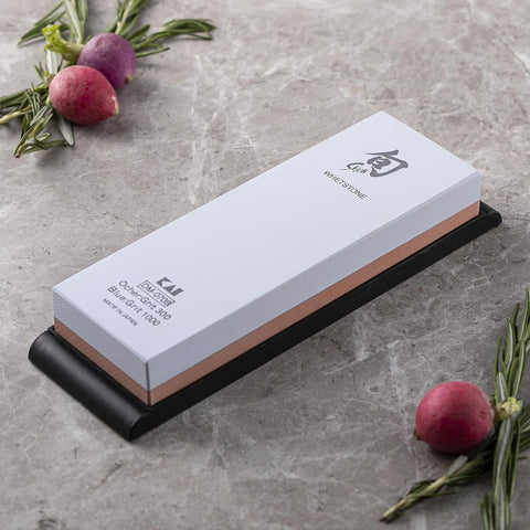 Image of Combination Whetstone for Knife Sharpening, 300 and 1000 Grit, DM0708, 6", Light Gray
