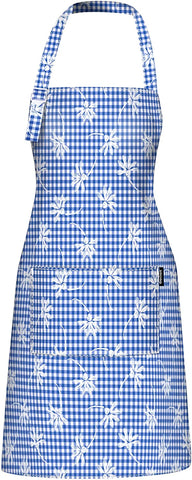 Image of Kitchen Cooking Apron, Adjustable Bib Chef Aprons for Women/Men, 100% Cotton Apron for Restaurant Cafe Shop, Gingham Check