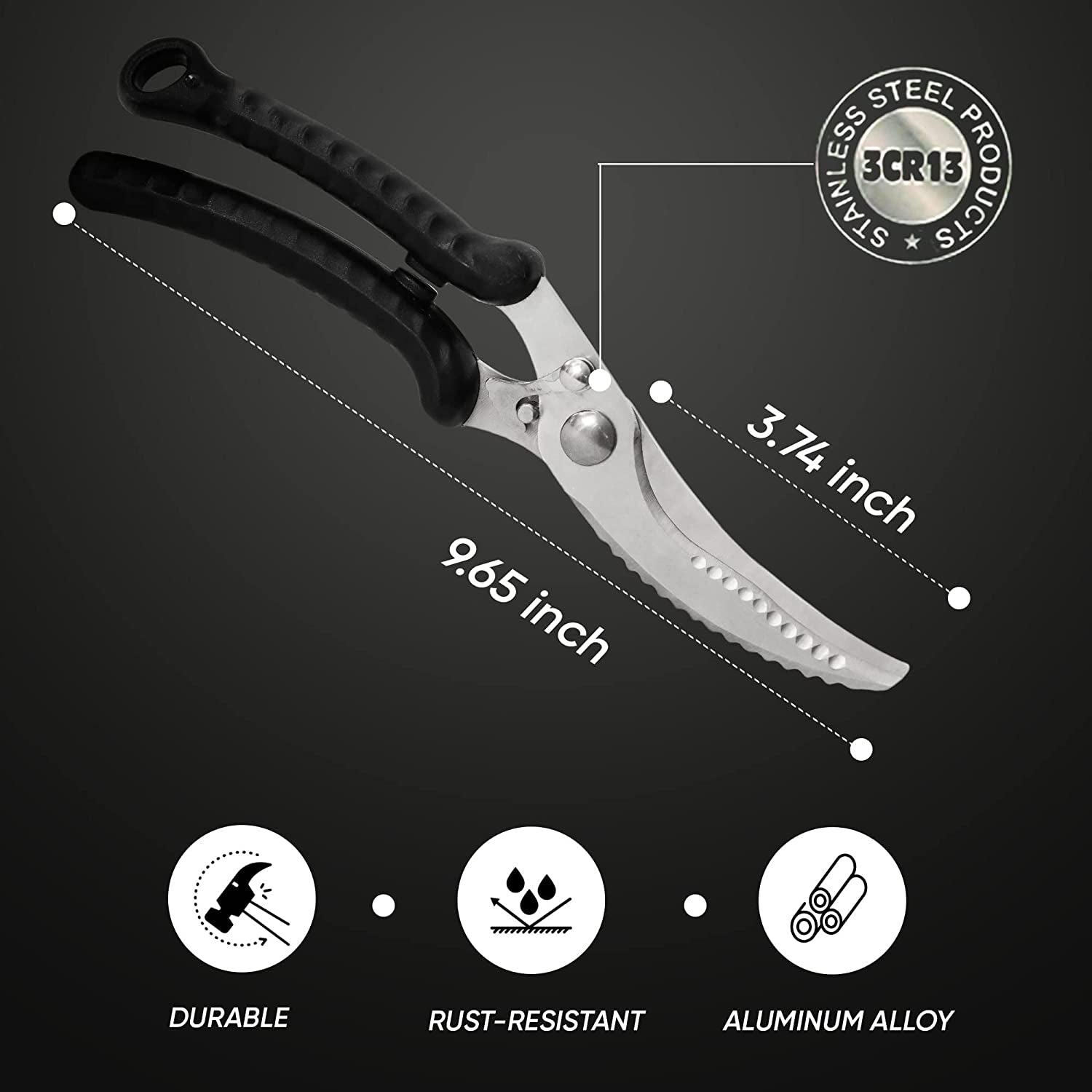 Kitchen Shears Heavy Duty Kitchen Scissors, Cooking Scissors, Dishwasher Safe Meat Scissors, Kitchen Shears for Chicken, Bone, Poultry, Vegetable, Fish.