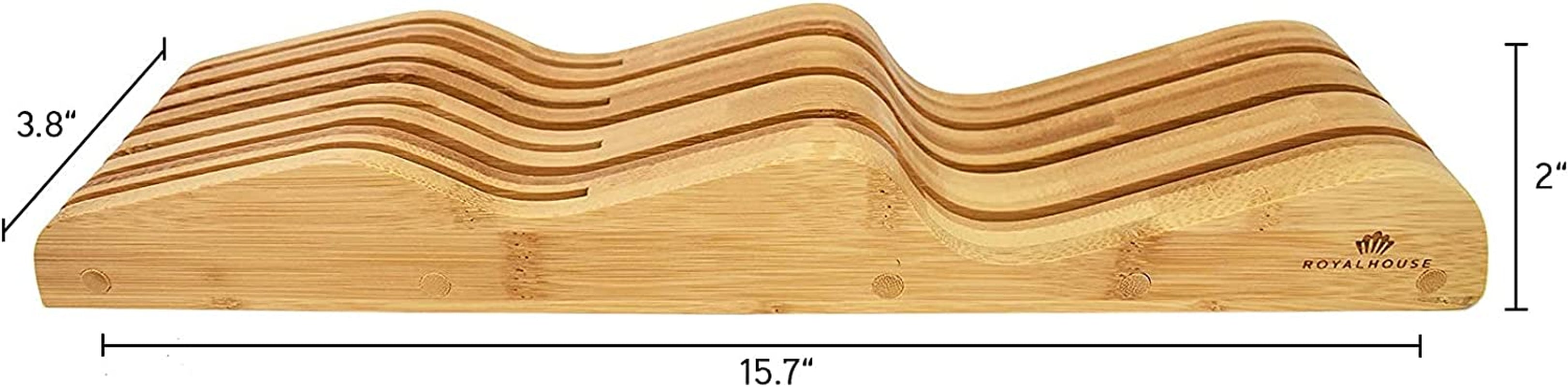 Bamboo Knife Block Holder, In-Drawer Knife Drawer Organizer, Perfect for Home and Chefs, Premium Knife Holder, Gift for Any Occasion and Housewarming, Knives Not Included