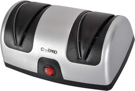 ELECTRIC KITCHEN KNIFE SHARPENER and POLISHING SYSTEM by , 2-Stage Sharpening, Compact and Easy-To-Use Design, Suction Cup Bottom and Easy Cleaning, Black-Silver