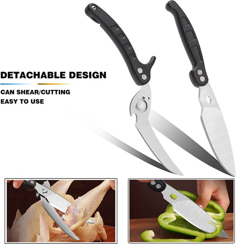 Image of Heavy Duty Kitchen Scissors Poultry Shears 2Pcs Set Black