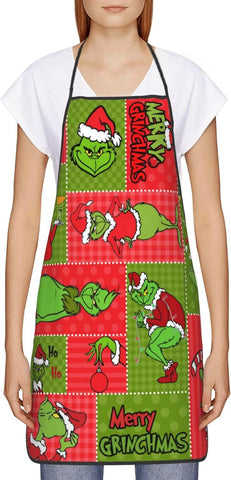 Image of Christmas Apron for Women Adjustable Waterdrop Aprons Gifts for Family Friends Cooking Kitchen Chef