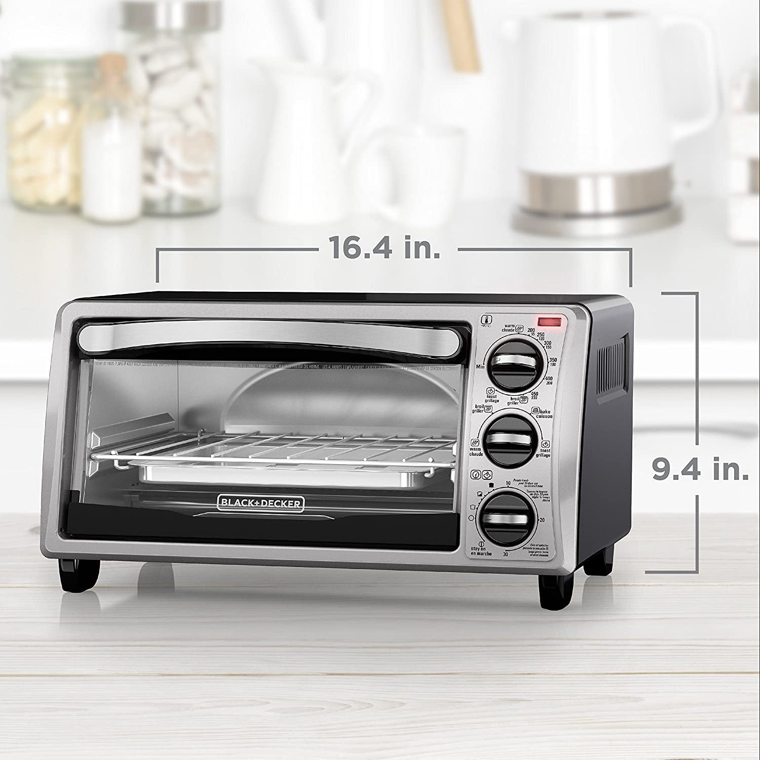 4-Slice Convection Oven, Stainless Steel, Curved Interior Fits a 9 Inch Pizza, TO1313SBD