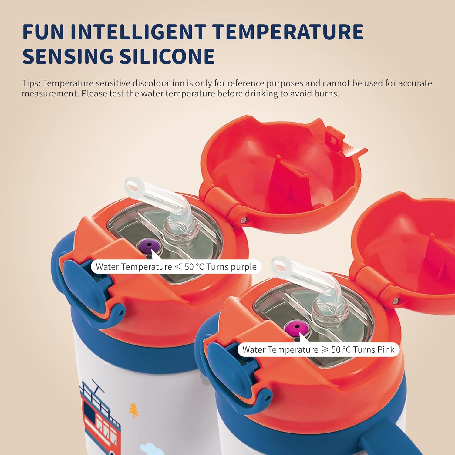 Kid Insulated Water Bottle Stainless Steel for School, Toddler Water Bottle with Straw for Sports and Travel, Bpa-Free, 14Oz(Blue)