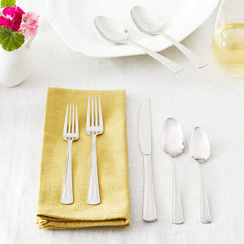 Image of Cella 42 Piece Everyday Flatware, Service for 8, 18/0 Stainless Steel, Silverware Set