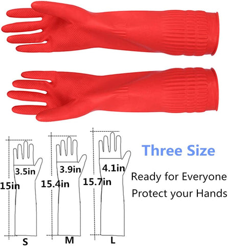 Image of Rubber Cleaning Gloves Kitchen Dishwashing Glove 3-Pairs,Waterproof Reuseable.(Large)