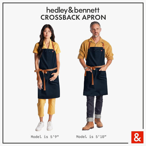 Image of Midnight Blue Crossback Apron - Professional Chef Apron with Pockets and Cross-Back Straps for Cooking & Grilling - Kitchen Aprons for Men & Women - 8Oz 100% Cotton Twill Fabric