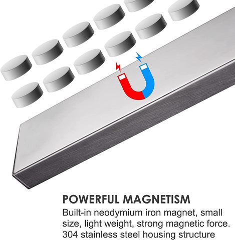 Image of 20 Inch Magnetic Knife Holder for Wall - Upgraded Stainless Steel Knife Magnetic Strip No Drilling with 3M Type, Magnet Knife Strip Bar Rack for Kitchen Utensil & Tool Holder