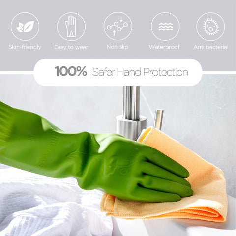 Image of Rubber Dishwashing Gloves 3 or 6 Pairs for Kitchen,Cleaning Washing Dish Gloves Long for Household Reuseable Durable.