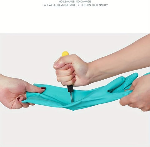 Image of Oil-Proof Dishwashing Gloves,Cotton Liner,Reusable Work Cleaning Gloves,For Kitchen Food Gardening Pet Care 1Pair