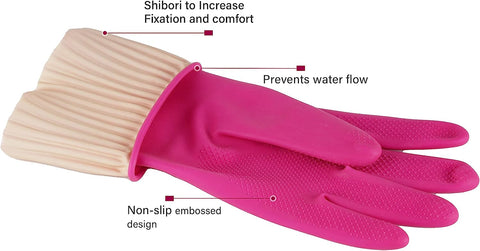 Image of Golden Non-Slip Reusable Kitchen Rubber Gloves (Large, 1 Pairs ), Cleaning, Kitchen