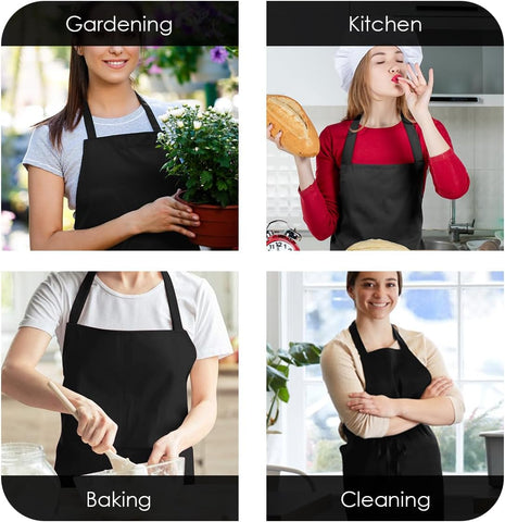 Image of Aprons Unisex Bib Aprons - 100% Polyester Chef Apron with Extra Long Ties – Cooking Apron for Men Women