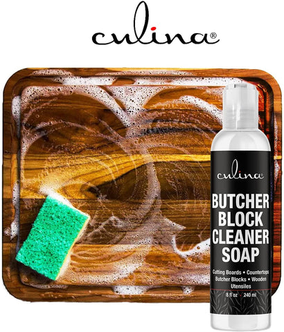 Image of Culina All Natural Cutting Board Butcher Block Countertop wooden Utensils soap cleaner - LivanaNatural
