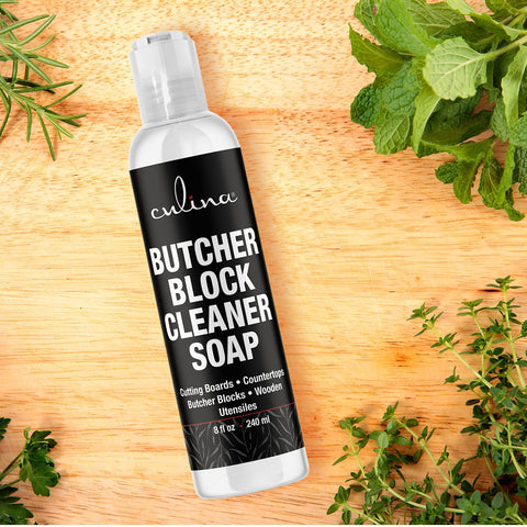 Image of Culina All Natural Cutting Board Butcher Block Countertop wooden Utensils soap cleaner - LivanaNatural