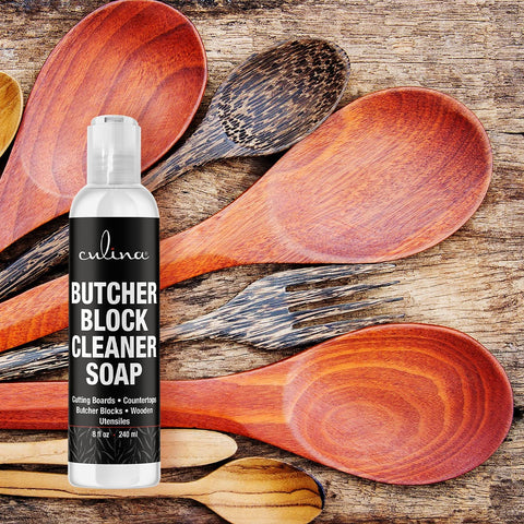 Image of Culina All Natural Cutting Board Butcher Block Countertop wooden Utensils soap cleaner - LivanaNatural