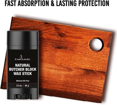 Image of Culina Butcher Block Cutting Board Bamboo Conditioner Wax Stick | Best for Wood & Bamboo Conditioning & Sealing | Does NOT Contain Mineral Oil! - LivanaNatural