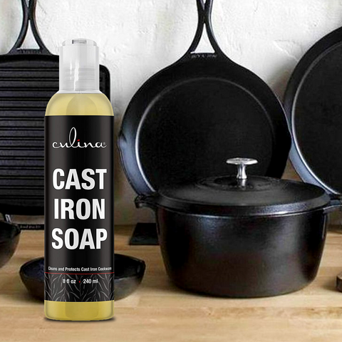 Image of Cast Iron Soap by Culina - Cleans and Protects Cast Iron Cookware, Kosher Certified 8oz - Livananatural