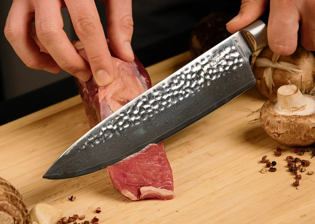 Natural wood handle Damascus knives for kitchen masters