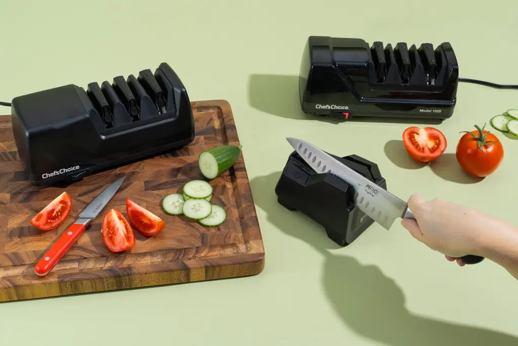 Sharpening Knives on a Bench Stone