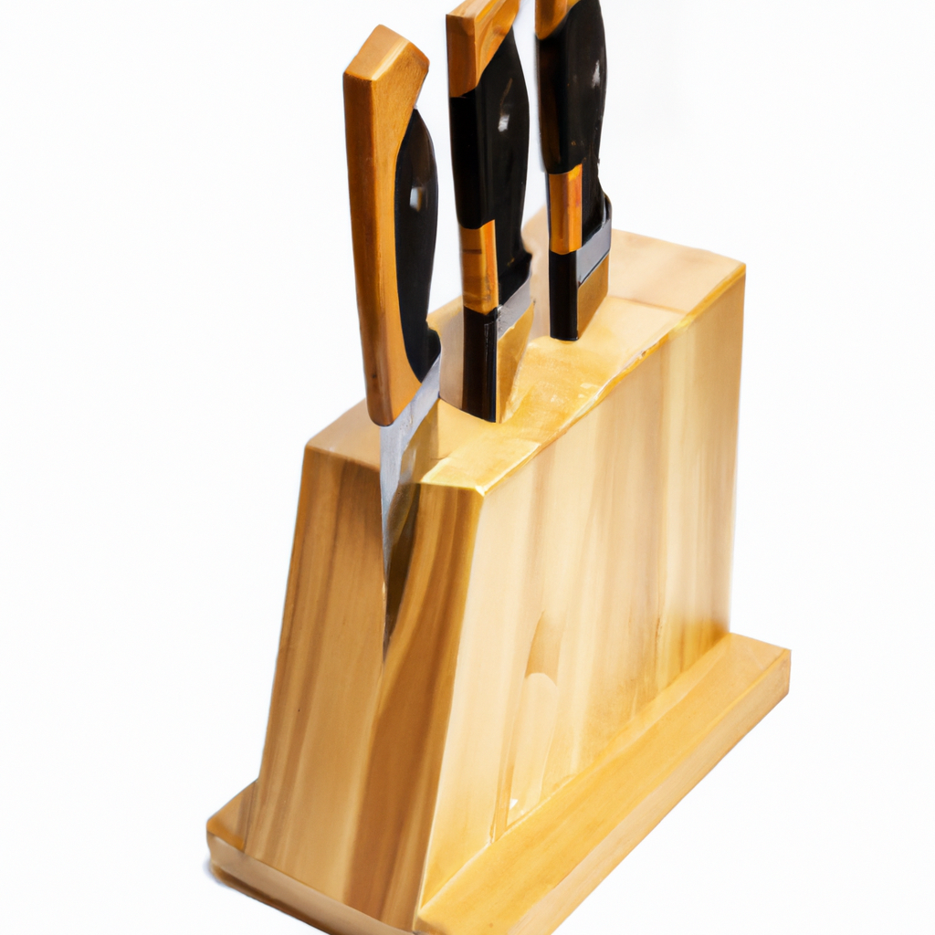 Is the knife block in the Amazon Basics 14-Piece Kitchen Knife Block Set made of pine wood?