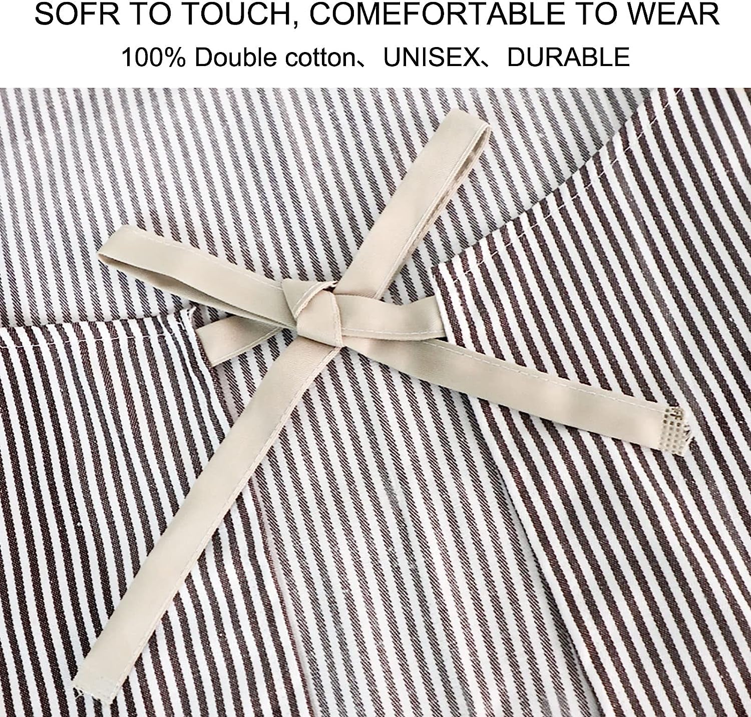 2 Pack Apron, Cotton Cooking Kitchen Aprons, Adjustable Bib Apron with 2 Pockets for Men Women Chef Aprons,(Black/Brown Stripes)