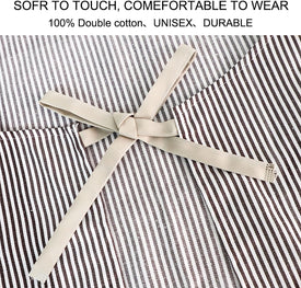 2 Pack Apron, Cotton Cooking Kitchen Aprons, Adjustable Bib Apron with 2 Pockets for Men Women Chef Aprons,(Black/Brown Stripes)