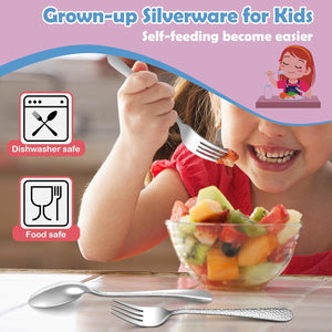 Toddler Forks and Spoons Set, 10-Piece Stainless Steel Toddler Utensils Kids Safe Silverware for Self Feeding, Healthy & Non-Toxic, Dishwasher Safe