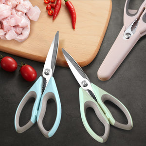 Ultra Sharp Kitchen Scissors with Magnetic Holder, Heavy Duty Kitchen Shears Meat Scissors, Multifunctional Stainless Steel Cooking Poultry Scissors for Household School Picnic(Green)